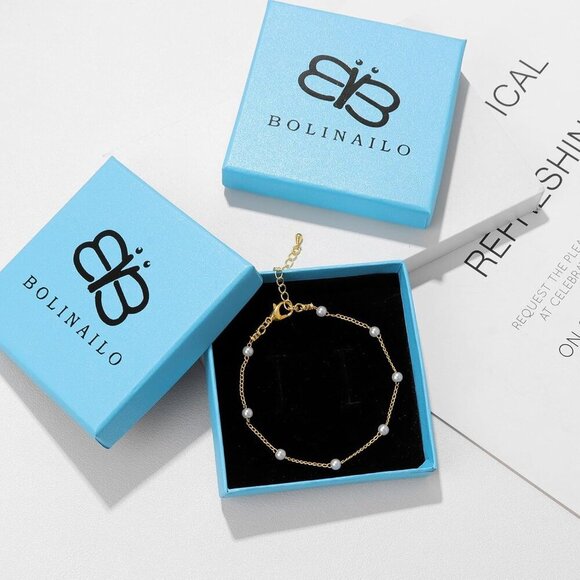 Gift-Ready Gold/Silver Pearl Bracelet - Adjustable 7" Length for All Occasions - Picture 8 of 8